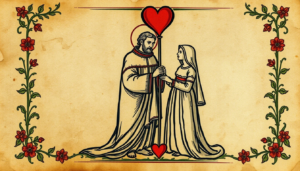 Medieval depiction of Saint Valentine’s secret weddings.